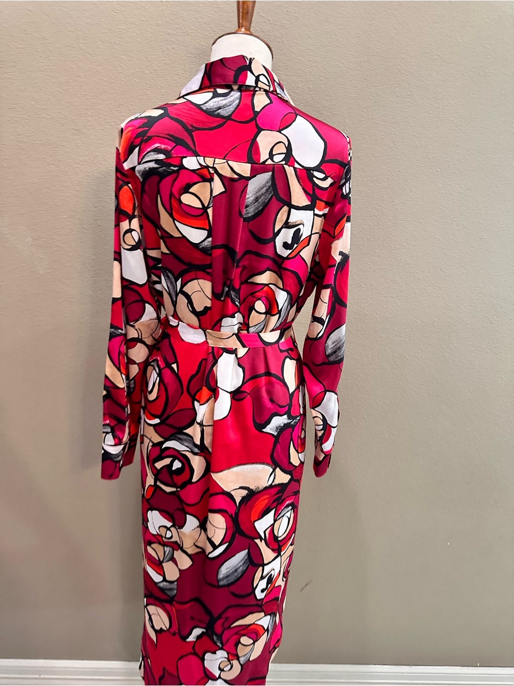 Chicos Shirt Dress Bold Pink Floral Shirt Dress with Tie Waist Small - Picture 13 of 16
